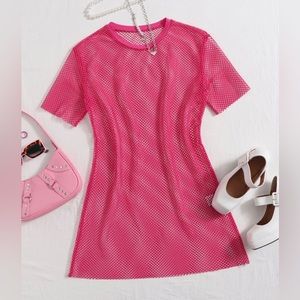 NWT Pink Sheer Mesh Coverup Size M/6